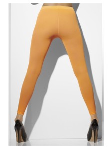 Neon Orange Opaque Footless Tights
