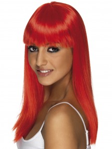 Neon Red Long Straight Glamourama Wig