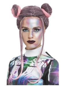 Space Buns Wig Black Pink
