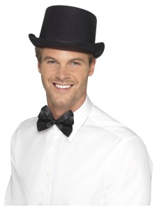 Top Hat Satin Look Black with Elastic Inner Rim
